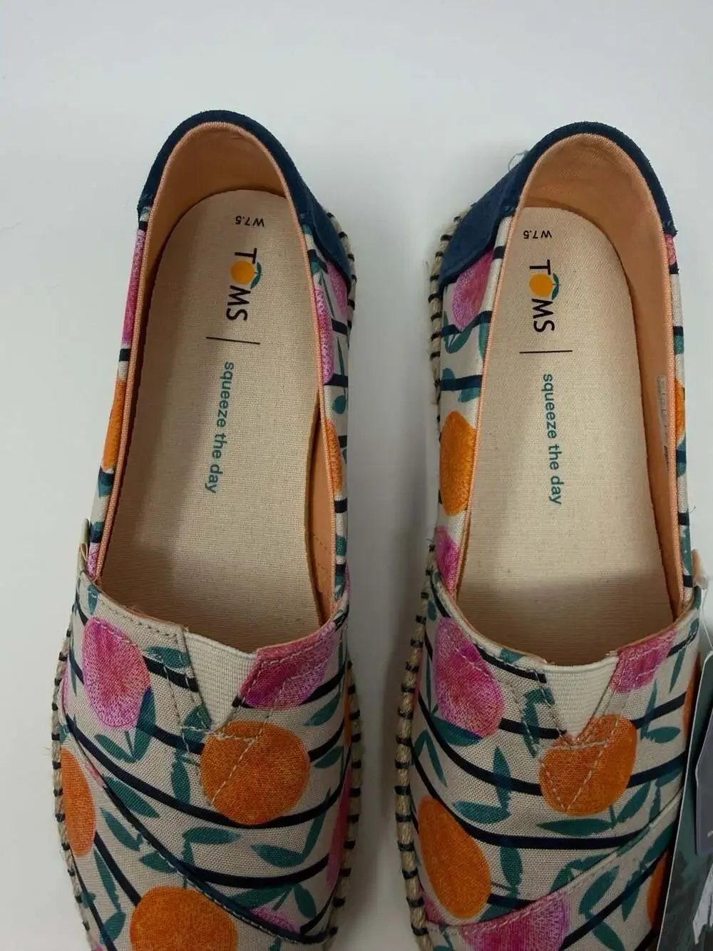 TOMS Women's Classic Alpargata Citrus Stripe Print/Rope Espadrille Shoes 7.5